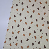 餅乾棕色泰迪熊圖案 40 年代面料韓國原廠製造 36 英寸 x 58 英寸或 90 x 145 厘米