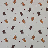 餅乾棕色泰迪熊圖案 40 年代面料韓國原廠製造 36 英寸 x 58 英寸或 90 x 145 厘米