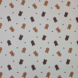 餅乾棕色泰迪熊圖案 40 年代面料韓國原廠製造 36 英寸 x 58 英寸或 90 x 145 厘米