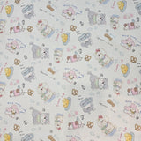 かわいい犬の子犬柄の40年代生地、韓国製、ヤード単位、36インチ x 58インチまたは90 x 145cm