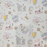 かわいい犬の子犬柄の40年代生地、韓国製、ヤード単位、36インチ x 58インチまたは90 x 145cm