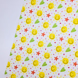 Sunny Happy Smile Emoji Patterned 40s Fabric made in Korea by the Yard 36" x 58" or 90 x 145cm