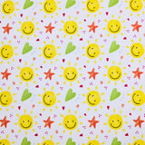Sunny Happy Smile Emoji Patterned 40s Fabric made in Korea by the Yard 36" x 58" or 90 x 145cm