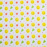 Sunny Happy Smile Emoji Patterned 40s Fabric made in Korea by the Yard 36" x 58" or 90 x 145cm