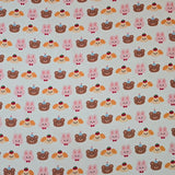 かわいいクマ、ウサギ、犬の顔柄の40年代生地、韓国製、ヤード単位、36インチ x 58インチまたは90 x 145cm