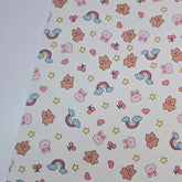 手繪風格熊兔彩虹圖案 40 年代面料韓國原廠製造 36 英寸 x 58 英寸或 90 x 145 厘米