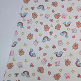 手描き風クマウサギレインボー柄 40 年代生地 韓国製 ヤード単位 36" x 58" または 90 x 145cm