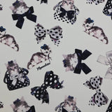 Little Cat Kitty with Ribbon 40s Fabric made in Korea by the Yard 36" x 58" or 90 x 145cm