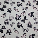 Little Cat Kitty with Ribbon 40s Fabric made in Korea by the Yard 36" x 58" or 90 x 145cm