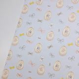 Ribbon Rabbit Bunny Patterned 40s Fabric made in Korea by the Yard 36" x 58" or 90 x 145cm
