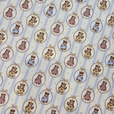 Striped Teddy bear Ribbon Mirror Patterned 40s Fabric made in Korea by the Yard 36" x 58" or 90 x 145cm