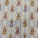 Striped Teddy bear Ribbon Mirror Patterned 40s Fabric made in Korea by the Yard 36" x 58" or 90 x 145cm