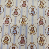 Striped Teddy bear Ribbon Mirror Patterned 40s Fabric made in Korea by the Yard 36" x 58" or 90 x 145cm