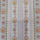 條紋松鼠絲帶花卉圖案 40 年代面料韓國製造按碼 36 英寸 x 58 英寸或 90 x 145 厘米