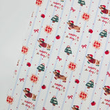 Christmas Stripe Dog Puppy Dachshund Patterned 40s Fabric made in Korea by the Yard 36" x 58" or 90 x 145cm
