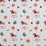 Christmas Stripe Dog Puppy Dachshund Patterned 40s Fabric made in Korea by the Yard 36" x 58" or 90 x 145cm