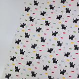 Black Cat & Fish Patterned 40s Fabric made in Korea by the Yard 36" x 58" or 90 x 145cm
