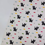 Black Cat & Fish Patterned 40s Fabric made in Korea by the Yard 36" x 58" or 90 x 145cm