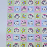 Headphones Cat Square Patch Patterned 40s Fabric made in Korea by the Yard 36" x 58" or 90 x 145cm