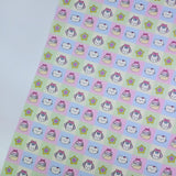 Headphones Cat Square Patch Patterned 40s Fabric made in Korea by the Yard 36" x 58" or 90 x 145cm