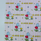 草莓熊兔圖案 40 年代韓國原廠製造面料 36 英寸 x 58 英寸或 90 x 145 厘米