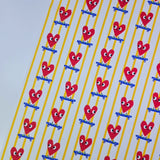 Heart on Skateboard Yellow Stripe Patterned 40s Fabric made in Korea by the Yard 36" x 58" or 90 x 145cm