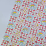 Apple Rainbow Rabbit Square Patch Patterned 40s Fabric made in Korea by the Yard 36" x 58" or 90 x 145cm