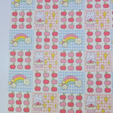 Apple Rainbow Rabbit Square Patch Patterned 40s Fabric made in Korea by the Yard 36" x 58" or 90 x 145cm
