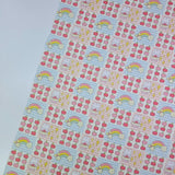 Apple Rainbow Rabbit Square Patch Patterned 40s Fabric made in Korea by the Yard 36" x 58" or 90 x 145cm