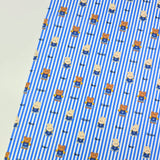 Cute Teddy bear Rabbit Blue Stripe Patterned 40s Fabric made in Korea by the Yard 36" x 58" or 90 x 145cm