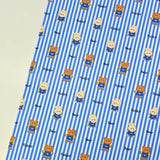 Cute Teddy bear Rabbit Blue Stripe Patterned 40s Fabric made in Korea by the Yard 36" x 58" or 90 x 145cm