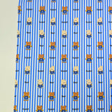 Cute Teddy bear Rabbit Blue Stripe Patterned 40s Fabric made in Korea by the Yard 36" x 58" or 90 x 145cm