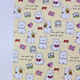 White Dog Puppy Patterned 40s Fabric made in Korea by the Yard 36" x 58" or 90 x 145cm