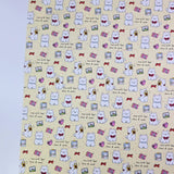 White Dog Puppy Patterned 40s Fabric made in Korea by the Yard 36" x 58" or 90 x 145cm