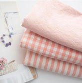 Check Patterned Gingham Stripe Solid Peach Pink Biowash Fabric printed in Korea 36" x 62" 90cm x 160cm by the Yard