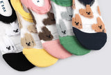 5 Pairs of Animal Puppy Patterned See Through No-show Socks Women's Socks