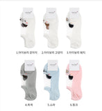 動物の顔柄シースルーノーショーソックス6足セット レディースソックス