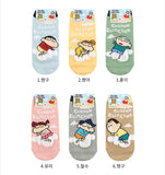 6 Pairs of Crayon Shinchan Sleeping on Cloud Socks Ankle Socks Women's Socks