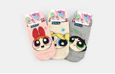 3 Pairs of Powerpuff Girls Face Socks Ankle Socks Women's Socks