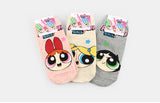 3 Pairs of Powerpuff Girls Face Socks Ankle Socks Women's Socks