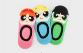 3 Pairs of Powerpuff Girls Smile Socks No-show Socks Women's Socks