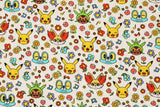ポケットモンスター、ポケモン、ピカチュウのキャラクターのライセンス生地(韓国製、半ヤード単位)