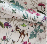 韓国製ボタニカルバンビ生地、半ヤード 45cm x 150cm 18"x 58" / コットン&リネン