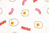 Egg Bacon Vienna Sausage Patterned Fabric, Cute, Kids, Sewing, Quilt made in Korea by Half Yard