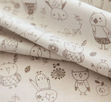 韓国製のかわいいフクロウの生地(ハーフヤード)