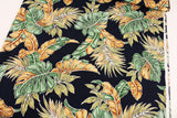 ハワイアン モンステラ プリント生地、ネイビーのヤシの木、半ヤード