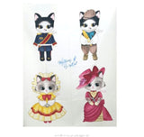Animal Cat Fabric Poster Doll Paper Fabric sold by the Panel