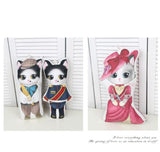 Animal Cat Fabric Poster Doll Paper Fabric sold by the Panel