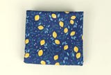 Blue Lemon Fruit Leaves Patterned Fabric made in Korea by Half Yard DTP(Digital Textile Printing)