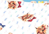 Bow Tie Cat Kitten Face Patterned Fabric made in Korea by Half Yard Digital Textile Printing